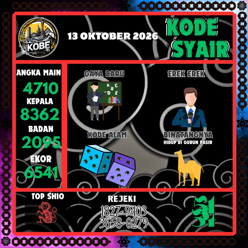 Kode Syair Kobe45  Pools - Oktober 2026
